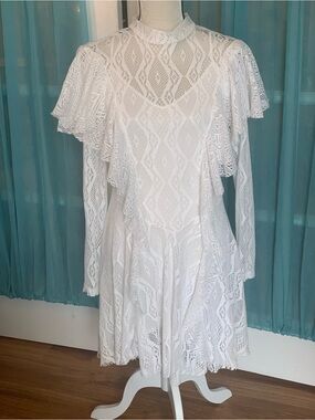 Free People rock candy white Lace dress with camisole Sz M festival coquette